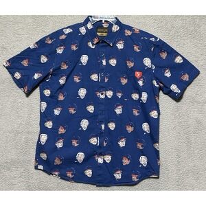 Baseballism 1989 Movie MAJOR LEAGUe Stars All Over Print SS Shirt Sz Large Sheen